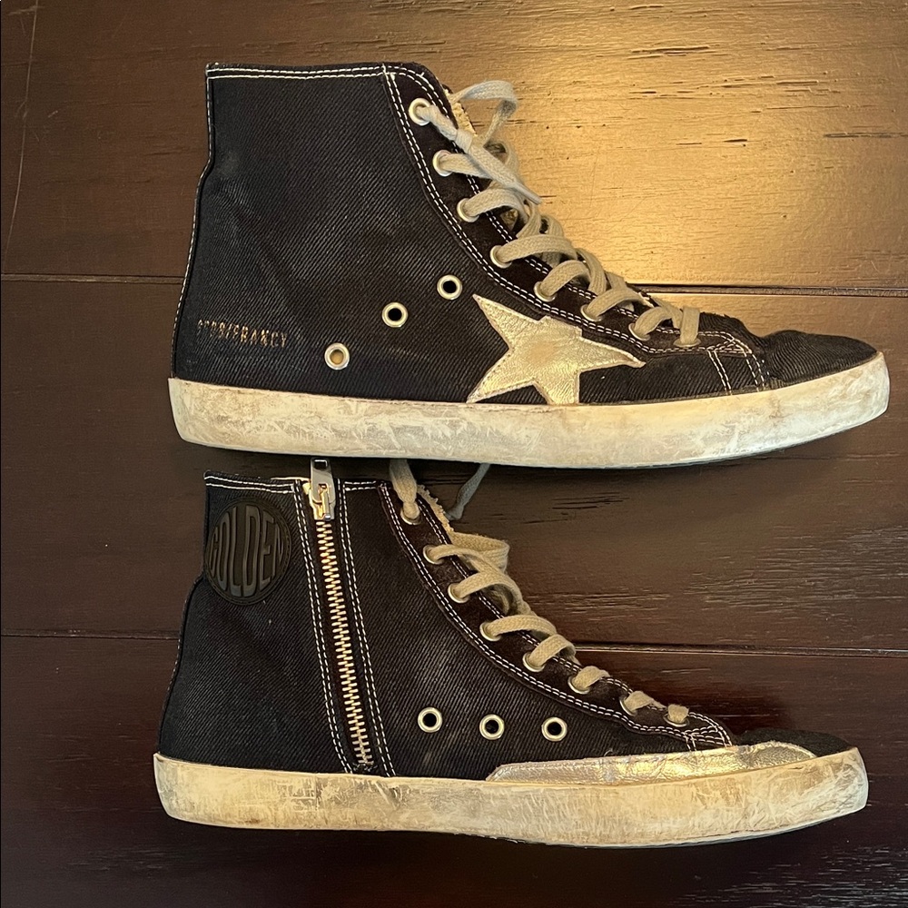 Golden Goose Navy and Silver High-Top Sneakers - Picture 3 of 6